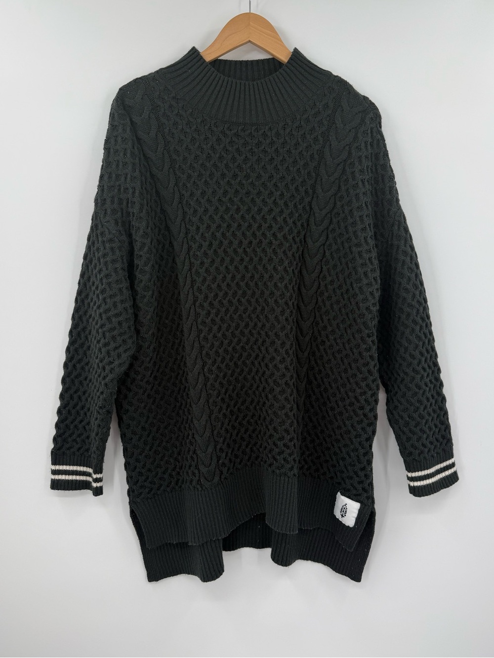 Free People Movement Selin Cable Knit Sweater | Black | Large